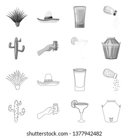 Isolated object of cafe and Latin logo. Set of cafe and national vector icon for stock.