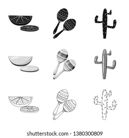 Isolated object of cafe and Latin logo. Collection of cafe and national stock vector illustration.