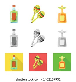 Isolated object of cafe and Latin logo. Collection of cafe and national stock vector illustration.