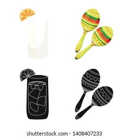 Isolated object of cafe and Latin logo. Set of cafe and national vector icon for stock.