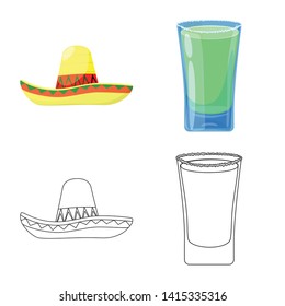 Isolated object of cafe and Latin logo. Set of cafe and national vector icon for stock.