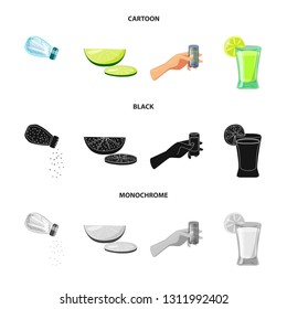 Isolated object of cafe and Latin sign. Set of cafe and national stock vector illustration.