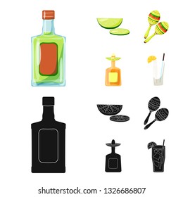 Isolated object of cafe and Latin sign. Collection of cafe and national vector icon for stock.