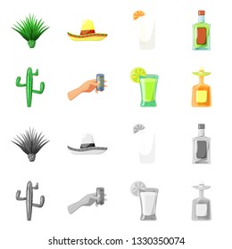 Isolated object of cafe and Latin sign. Set of cafe and national stock vector illustration.