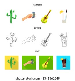 Isolated object of cafe and Latin sign. Collection of cafe and national vector icon for stock.