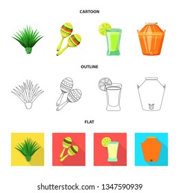 Isolated object of cafe and Latin sign. Set of cafe and national vector icon for stock.