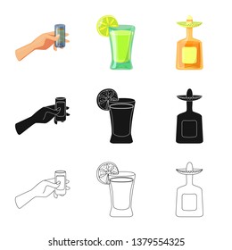 Isolated object of cafe and Latin sign. Set of cafe and national stock vector illustration.