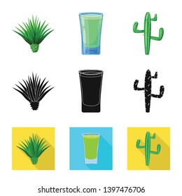 Isolated object  cafe and Latin sign. Set  cafe and national stock symbol for web.