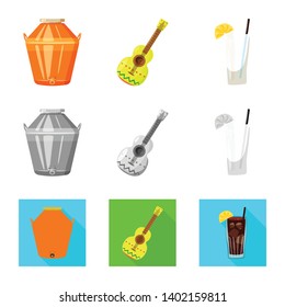 Isolated object of cafe and Latin sign. Set of cafe and national stock symbol for web.