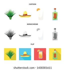 Isolated object of cafe and Latin sign. Collection of cafe and national stock vector illustration.
