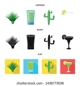 Isolated object of cafe and Latin sign. Collection of cafe and national stock vector illustration.