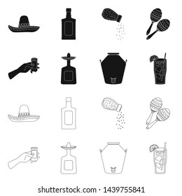 Isolated object of cafe and Latin sign. Set of cafe and national stock symbol for web.