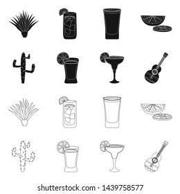 Isolated object of cafe and Latin sign. Collection of cafe and national vector icon for stock.