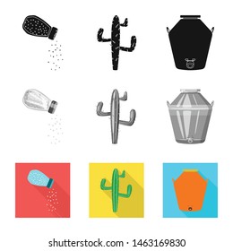 Isolated object of cafe and Latin sign. Set of cafe and national stock symbol for web.
