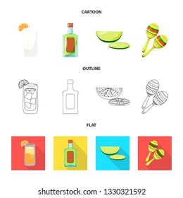 Isolated object of cafe and Latin symbol. Set of cafe and national stock vector illustration.