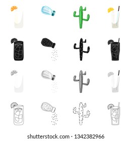 Isolated object of cafe and Latin symbol. Collection of cafe and national stock vector illustration.