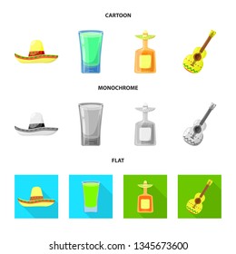 Isolated object of cafe and Latin symbol. Set of cafe and national stock vector illustration.