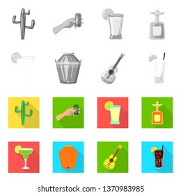 Isolated object of cafe and Latin symbol. Set of cafe and national stock vector illustration.
