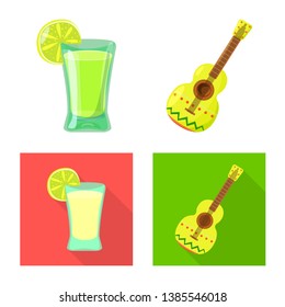 Isolated object of cafe and Latin symbol. Collection of cafe and national vector icon for stock.