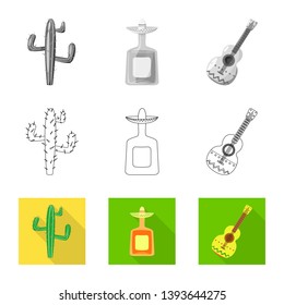 Isolated object of cafe and Latin symbol. Collection of cafe and national stock vector illustration.