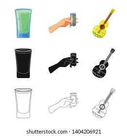 Isolated object of cafe and Latin symbol. Set of cafe and national stock symbol for web.