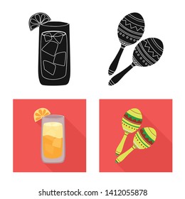 Isolated object of cafe and Latin symbol. Set of cafe and national stock vector illustration.
