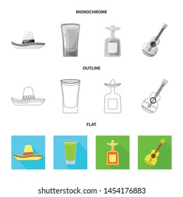 Isolated object of cafe and Latin symbol. Collection of cafe and national vector icon for stock.