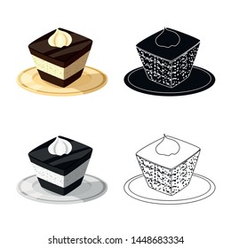 Isolated object of cake and food icon. Collection of cake and dessert stock symbol for web.