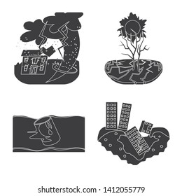 Isolated object of calamity and crash icon. Collection of calamity and disaster stock symbol for web.