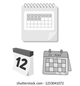 Isolated object of calendar and mark symbol. Set of calendar and week vector icon for stock.