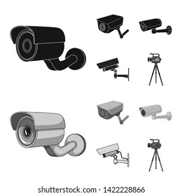 Isolated object of camcorder and camera icon. Set of camcorder and dashboard stock symbol for web.