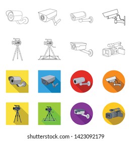 Isolated object of camcorder and camera logo. Collection of camcorder and dashboard vector icon for stock.