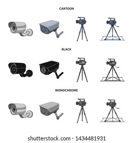 Isolated object of camcorder and camera logo. Collection of camcorder and dashboard vector icon for stock.