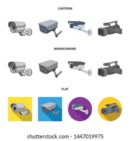Isolated object of camcorder and camera logo. Collection of camcorder and dashboard stock vector illustration.