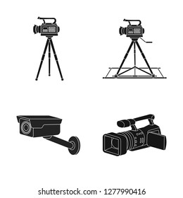 Isolated object of camcorder and camera sign. Collection of camcorder and dashboard stock symbol for web.