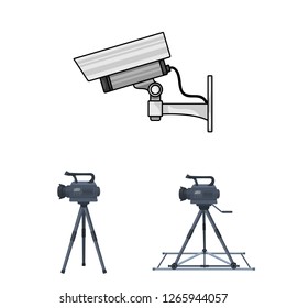 Isolated object of camcorder and camera symbol. Collection of camcorder and dashboard vector icon for stock.