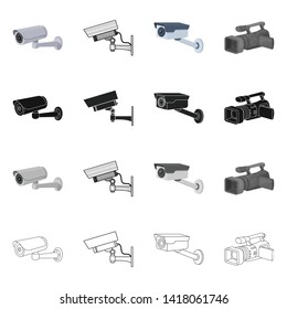 Isolated object of camcorder and camera symbol. Set of camcorder and dashboard stock symbol for web.