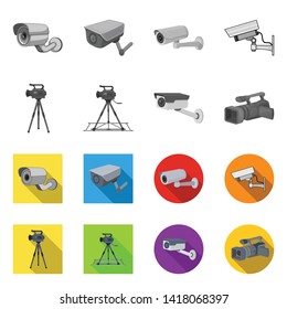 Isolated object of camcorder and camera symbol. Collection of camcorder and dashboard vector icon for stock.