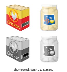 Isolated object of can and food icon. Collection of can and package vector icon for stock.