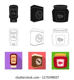 Isolated object of can and food icon. Set of can and package stock vector illustration.
