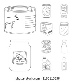 Isolated object of can and food icon. Set of can and package stock symbol for web.