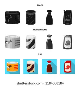 Isolated object of can and food icon. Set of can and package stock vector illustration.
