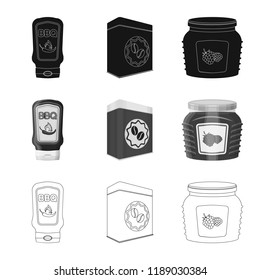 Isolated object of can and food icon. Set of can and package vector icon for stock.