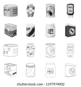 Isolated object of can and food icon. Collection of can and package stock vector illustration.