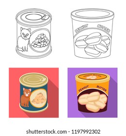 Isolated object of can and food icon. Set of can and package stock symbol for web.