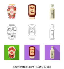 Isolated object of can and food icon. Collection of can and package stock symbol for web.