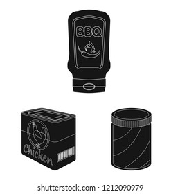 Isolated object of can and food icon. Set of can and package stock vector illustration.