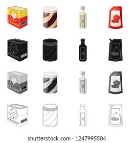 Isolated object of can and food icon. Collection of can and package stock vector illustration.