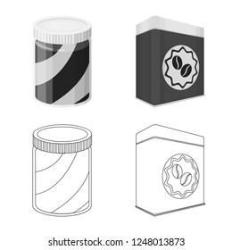 Isolated object of can and food icon. Collection of can and package vector icon for stock.