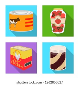 Isolated object of can and food icon. Collection of can and package vector icon for stock.